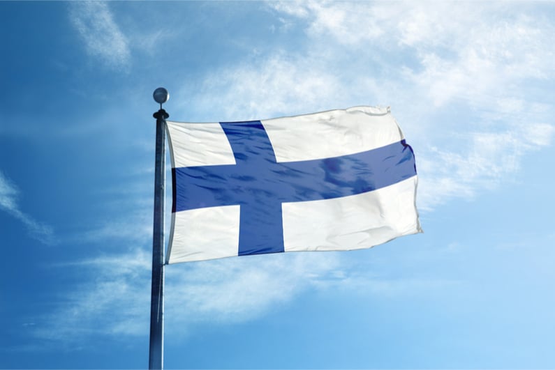 Flag of Finland on mast