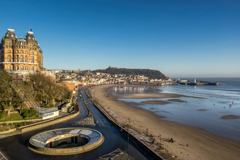 Scarborough Beach on the northeast shore of Yorkshire