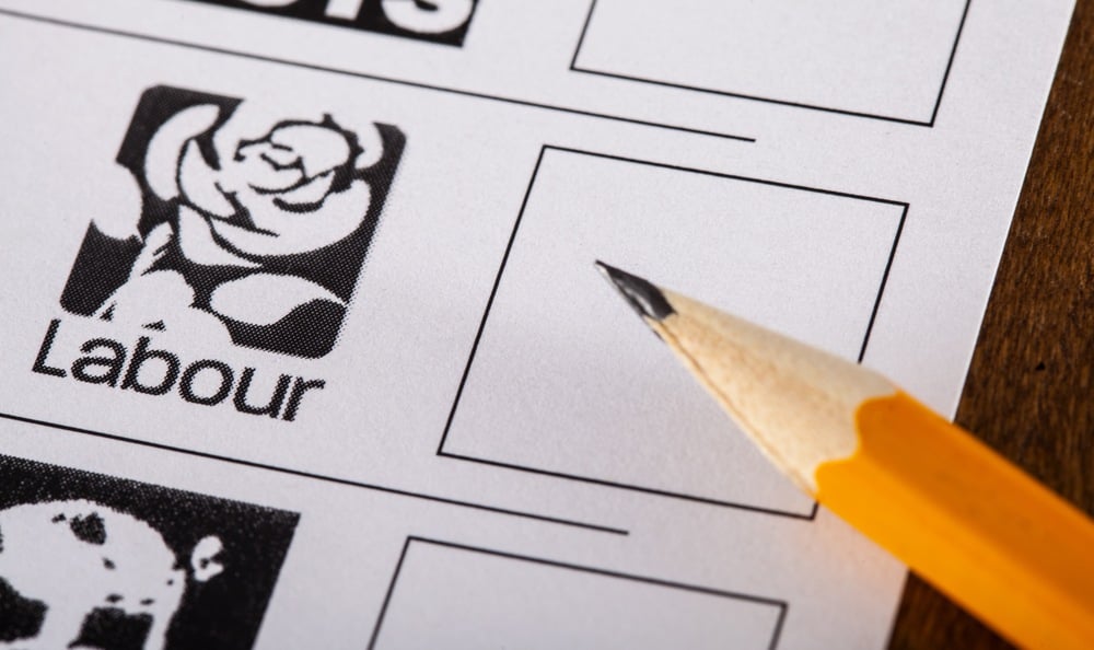 voting ballot including UK Labour Party candidacy