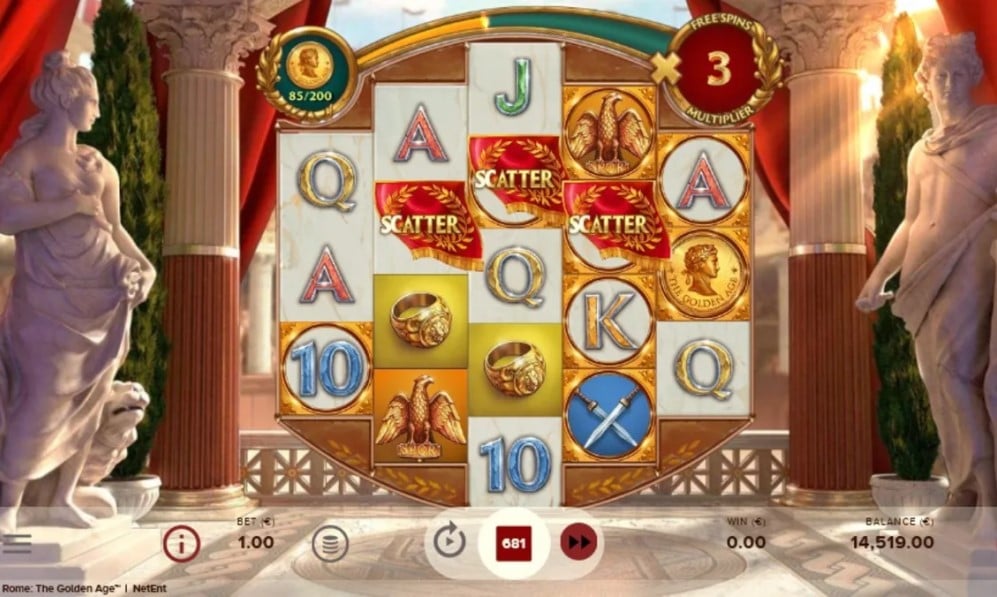 Rome: The Golden Age slot reels by NetEnt