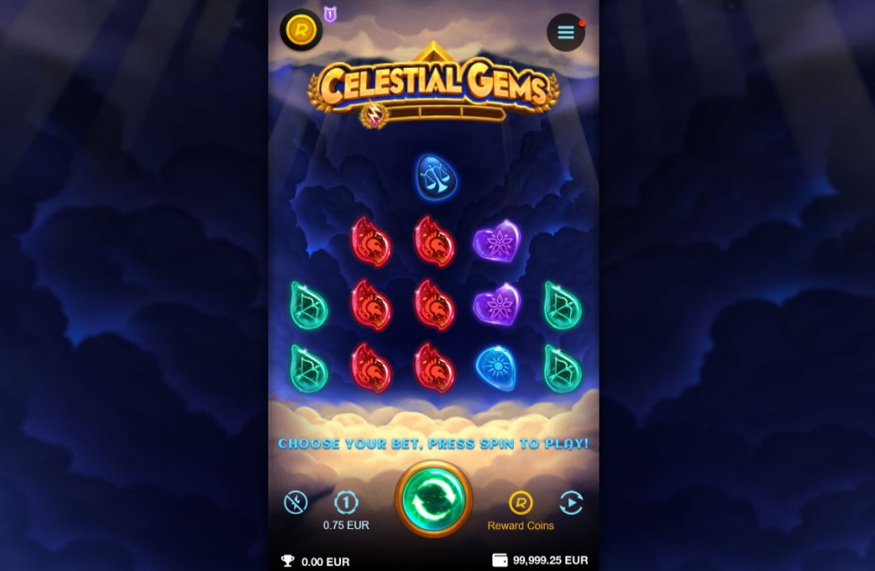 Celestial Gems slot reels by Genesis Gaming