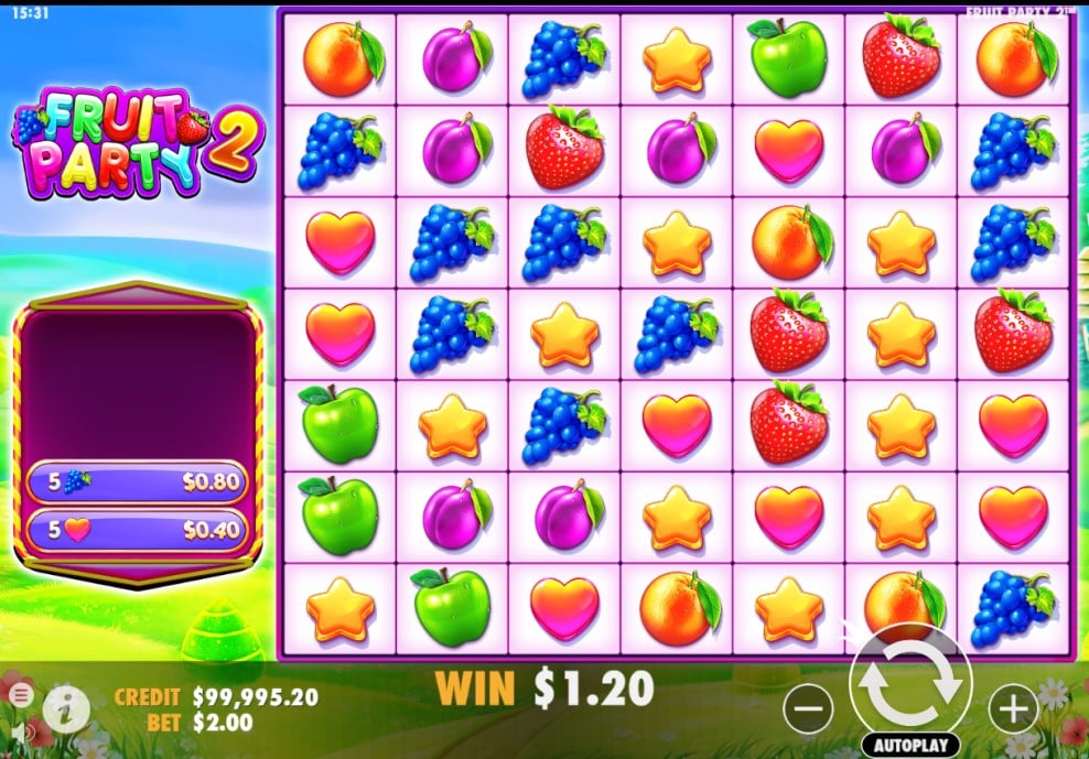 Fruit Party 2 slot reels by Pragmatic Play