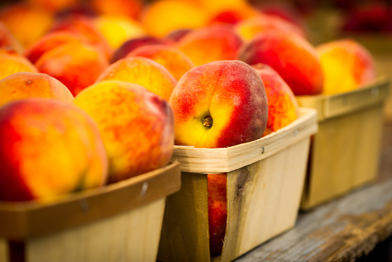 baskets of peaches