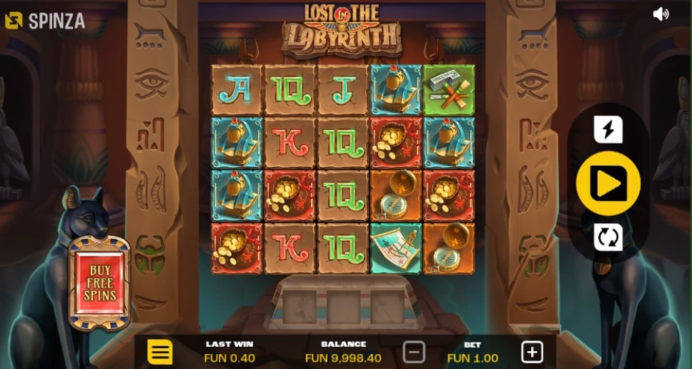 Lost in the Labyrinth slot reels by Spinza